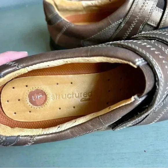 Clarks Unstructured Brown Bronze Leather Casual Slip On Shoes Loafer Women 8 - Picture 8 of 14